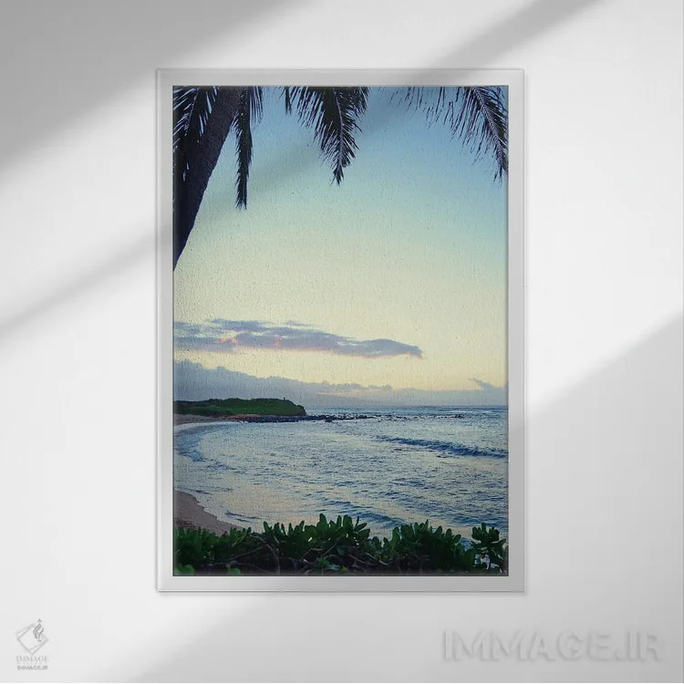 تابلو زیر نخل اثر بروس ناوراکه - نمای قابدار سفید