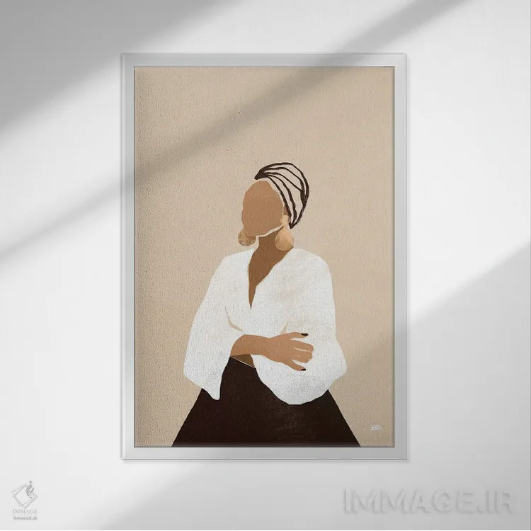 تابلو سلینا (قهوهای) اثر بریا نیکول - نمای قابدار سفید