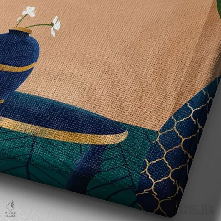 تابلو بالکنی در غروب اثر بریا نیکول - نمای نزدیک بافت بوم