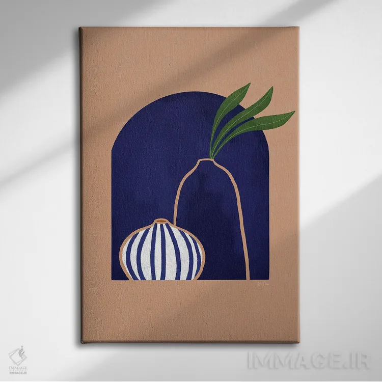 تابلو سرامیکهای آبی اثر بریا نیکول - نمای روبهرو روی دیوار