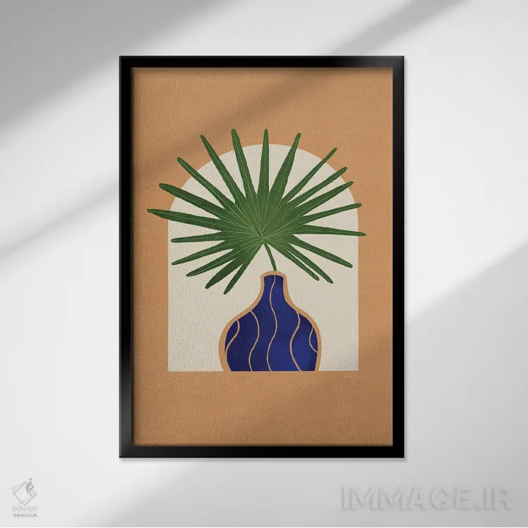 تابلو نخل بادبزنی I اثر بریا نیکول - نمای قابدار مشکی