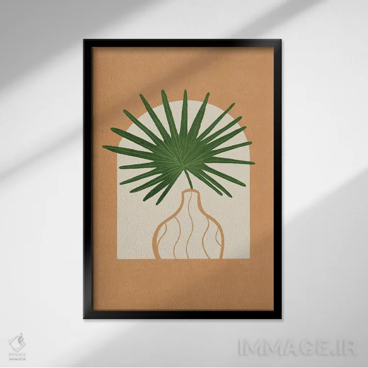 تابلو نخل بادبزنی II اثر بریا نیکول - نمای قابدار مشکی