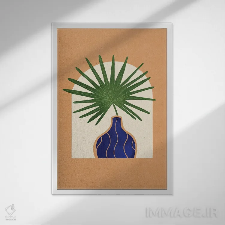 تابلو نخل بادبزنی I اثر بریا نیکول - نمای قابدار سفید