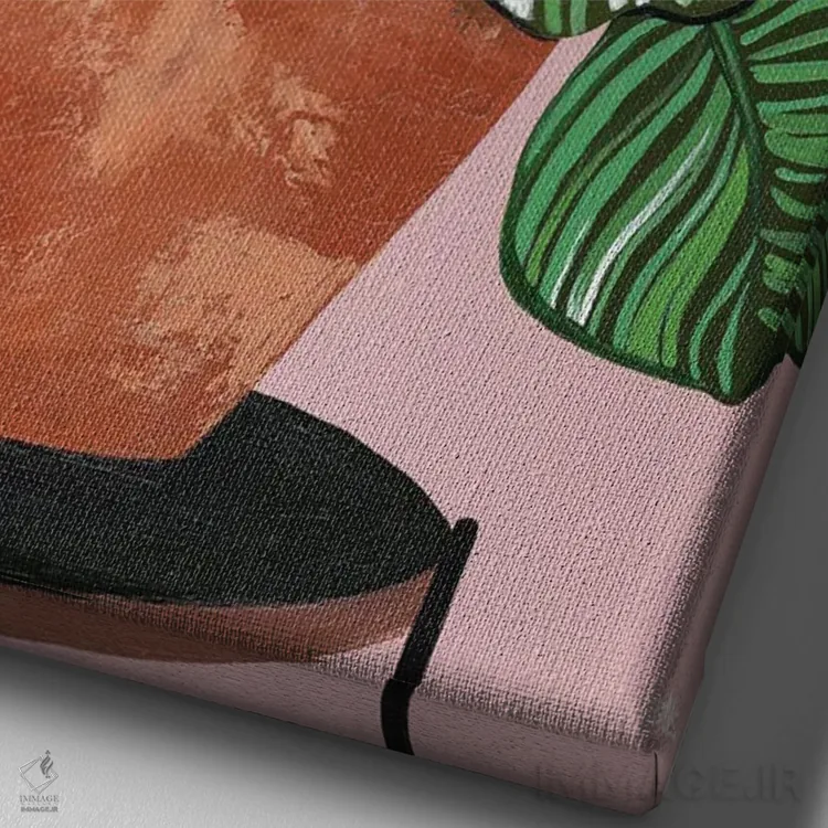 تابلو کالاتهآها (گیاه آپارتمانی) اثر بریا نیکول - نمای نزدیک بافت بوم