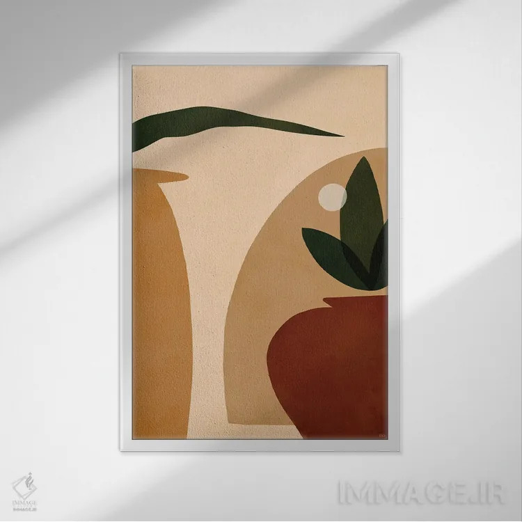 تابلو اُخر (رنگ خاکی) اثر بریا نیکول - نمای قابدار سفید