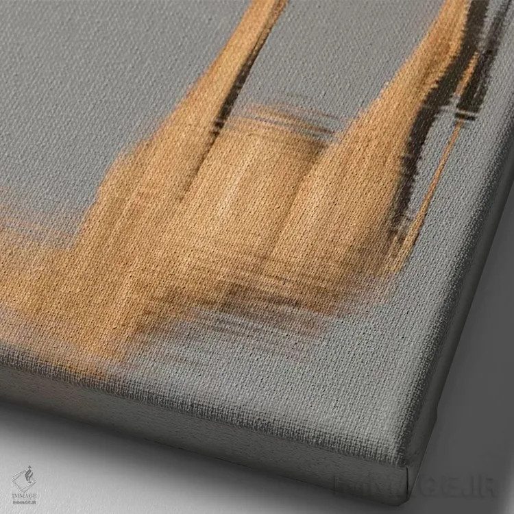 تابلو زرافهای که برای نوشیدن آب در آبگیر خم شده و تصویرش در آب منعکس شده است، پارک ملی اتوشا، نامیبیا اثر برندا ثارپ - نمای نزدیک بافت بوم