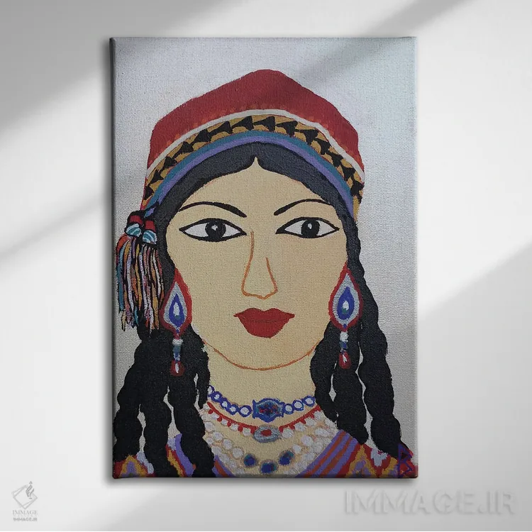 تابلو دختر جوان از ازبکستان اثر بریت بردال نیلسن - نمای روبهرو روی دیوار