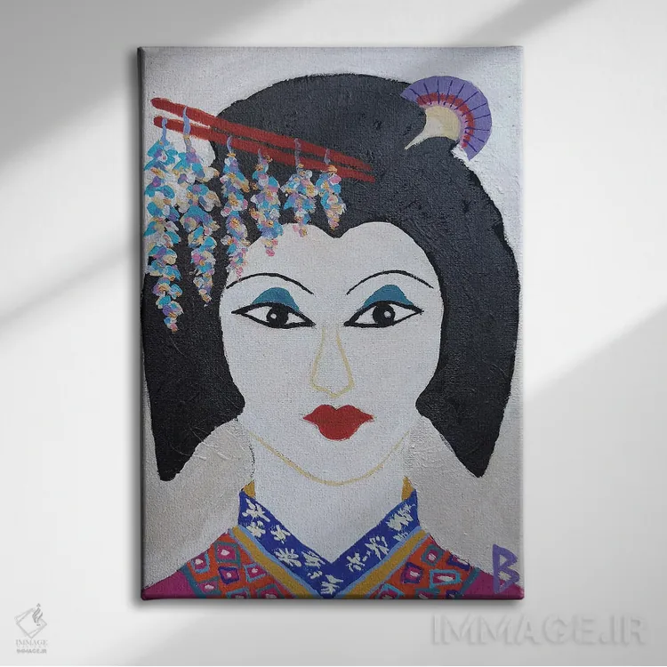 تابلو زن ژاپنی اثر بریت بردال نیلسن - نمای روبهرو روی دیوار