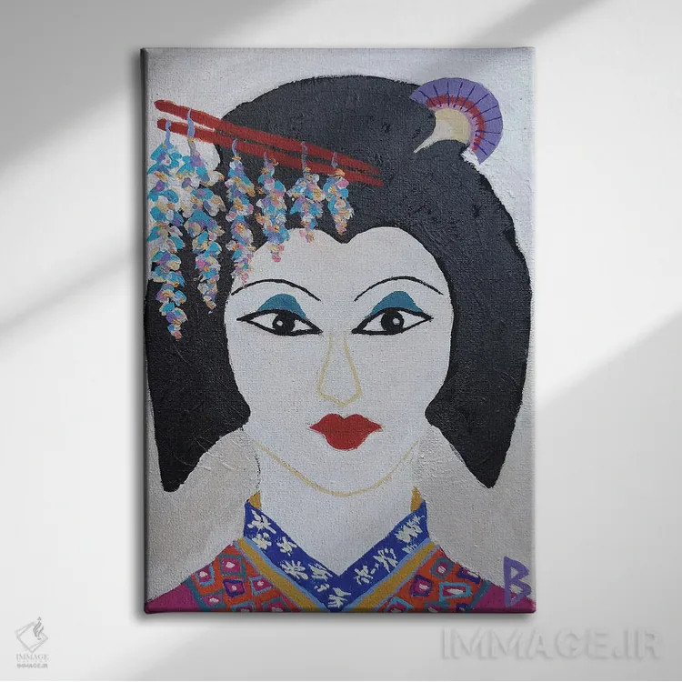 تابلو زن ژاپنی اثر بریت بردال نیلسن - نمای روبهرو روی دیوار
