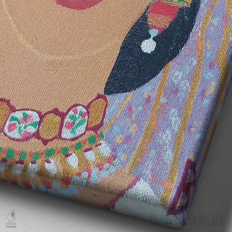 تابلو زن هندی اثر بریت بردال نیلسن - نمای نزدیک بافت بوم