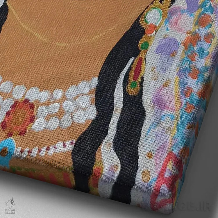 تابلو زن جوان هندی اثر بریت بردال نیلسن - نمای نزدیک بافت بوم