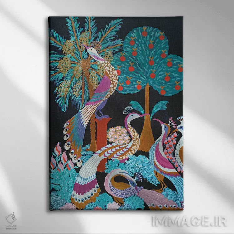 تابلو باغ بهشتی در شب اثر بریت بردال نیلسن - نمای روبهرو روی دیوار