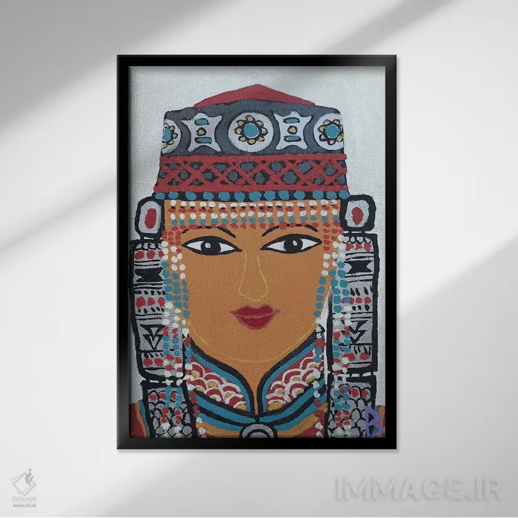 تابلو دختر جوان از مغولستان اثر بریت بردال نیلسن - نمای قابدار مشکی