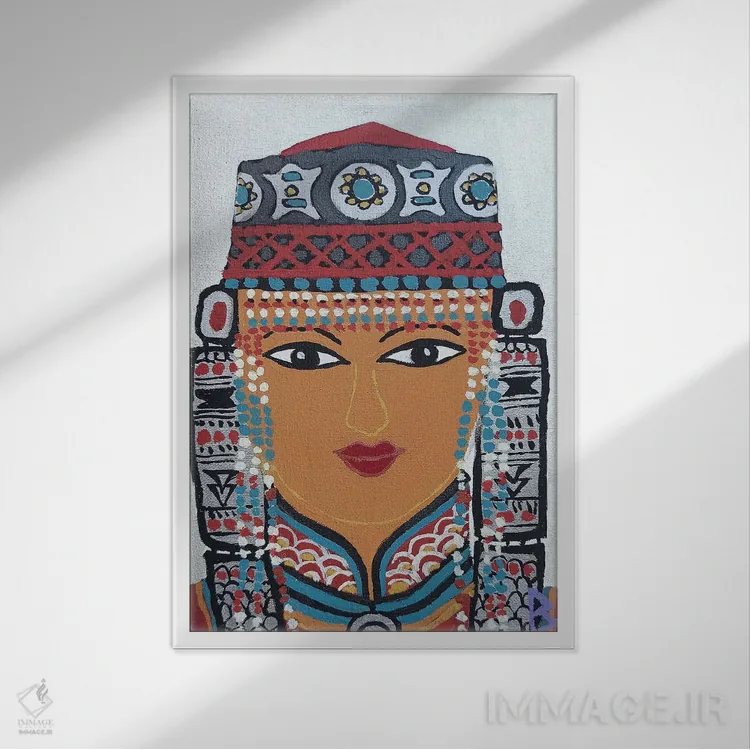 تابلو دختر جوان از مغولستان اثر بریت بردال نیلسن - نمای قابدار سفید