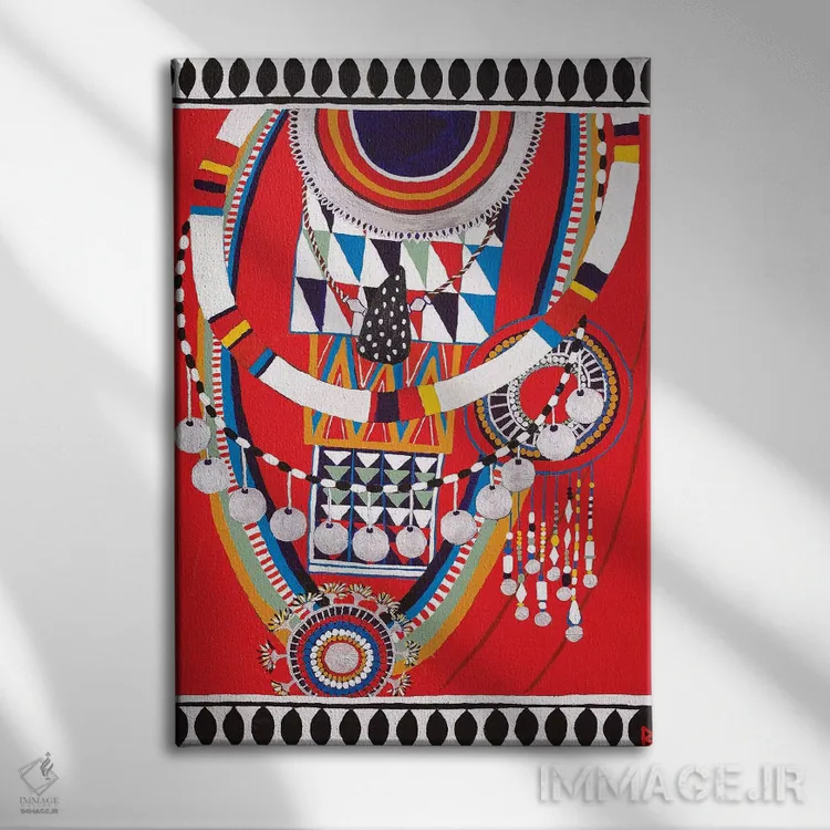 تابلو زن ماسایی I اثر بریت بردال نیلسن - نمای روبهرو روی دیوار