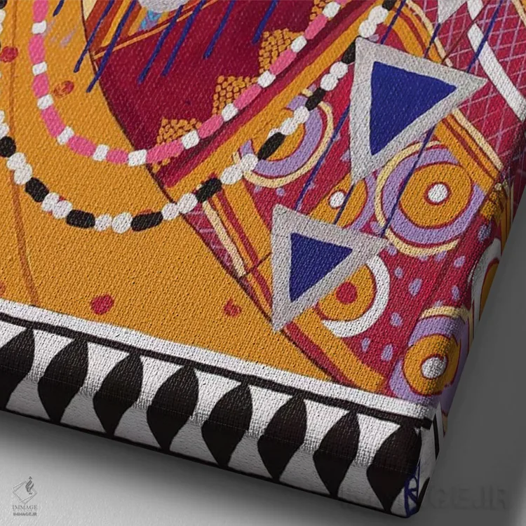 تابلو زن ماسایی III اثر بریت بردال نیلسن - نمای نزدیک بافت بوم