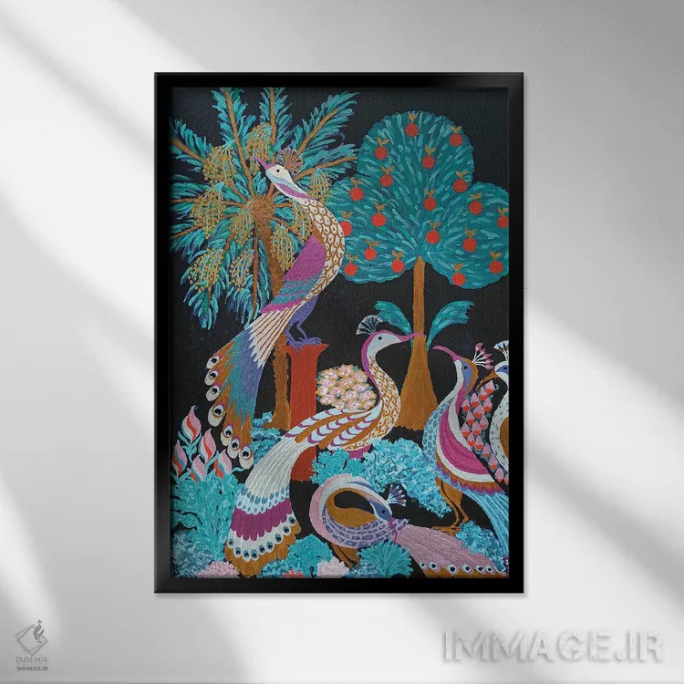 تابلو باغ بهشتی در شب اثر بریت بردال نیلسن - نمای قابدار مشکی