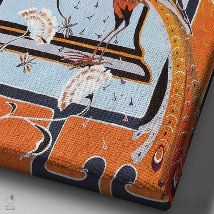 تابلو پرندگان بهشتی اثر بریت بردال نیلسن - نمای نزدیک بافت بوم