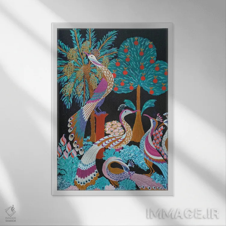 تابلو باغ بهشتی در شب اثر بریت بردال نیلسن - نمای قابدار سفید