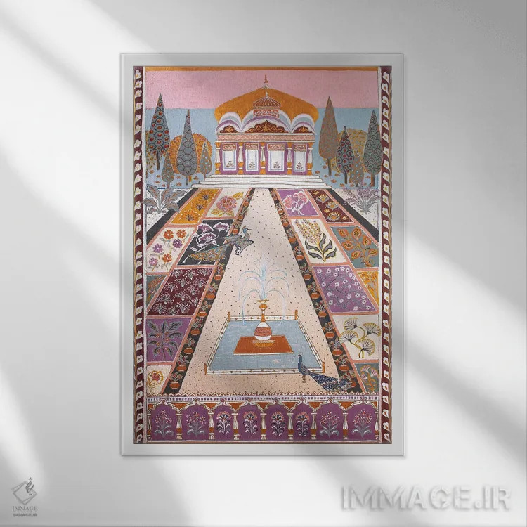 تابلو باغ مهاراجه اثر بریت بردال نیلسن - نمای قابدار سفید