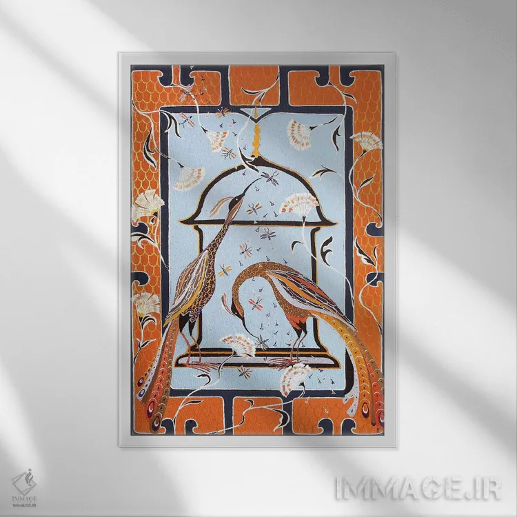 تابلو پرندگان بهشتی اثر بریت بردال نیلسن - نمای قابدار سفید