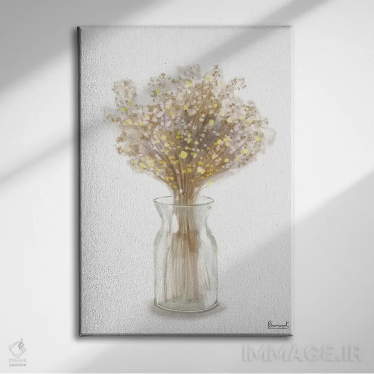 تابلو گل زرد خشکشده ۲ اثر باناروت - نمای روبهرو روی دیوار