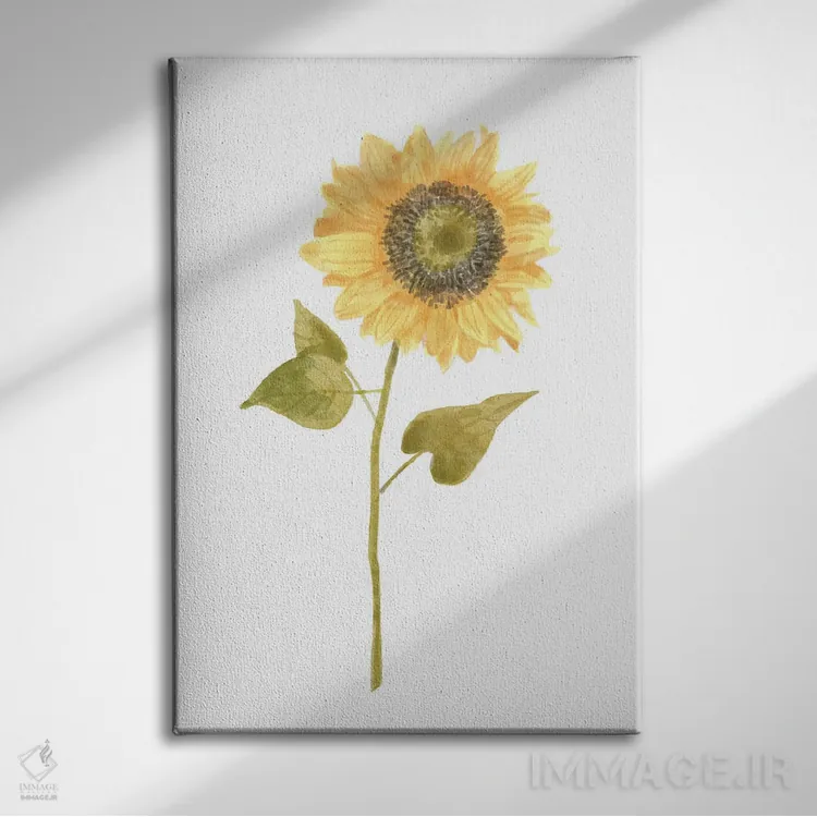 تابلو تصویر یک گل آفتابگردان ۱ (پرتره) اثر باناروت - نمای روبهرو روی دیوار