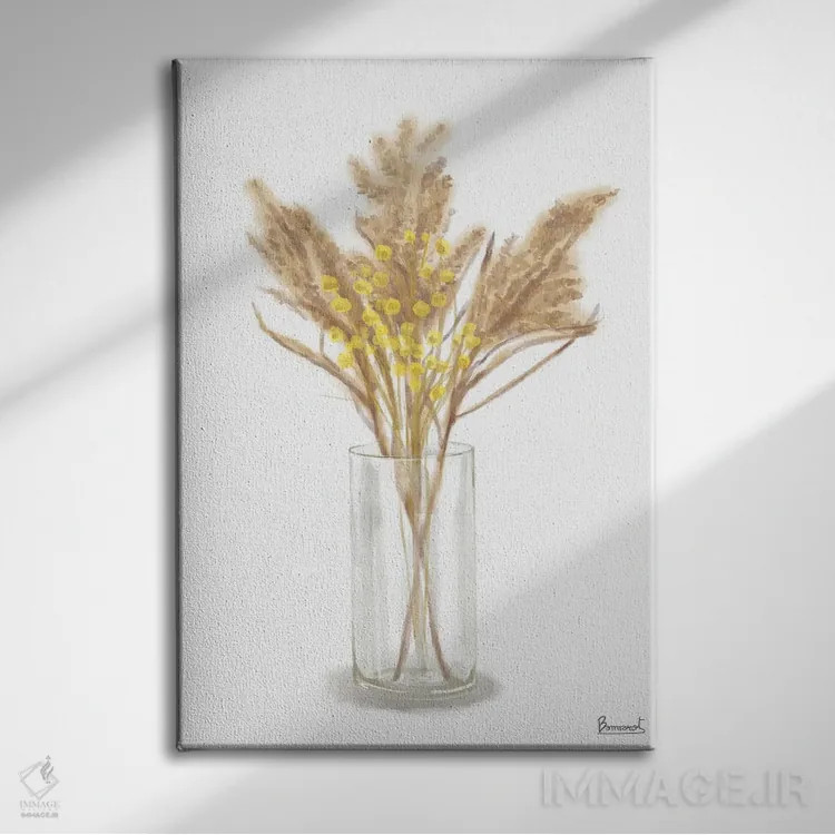 تابلو گل زرد خشکشده ۴ اثر باناروت - نمای روبهرو روی دیوار