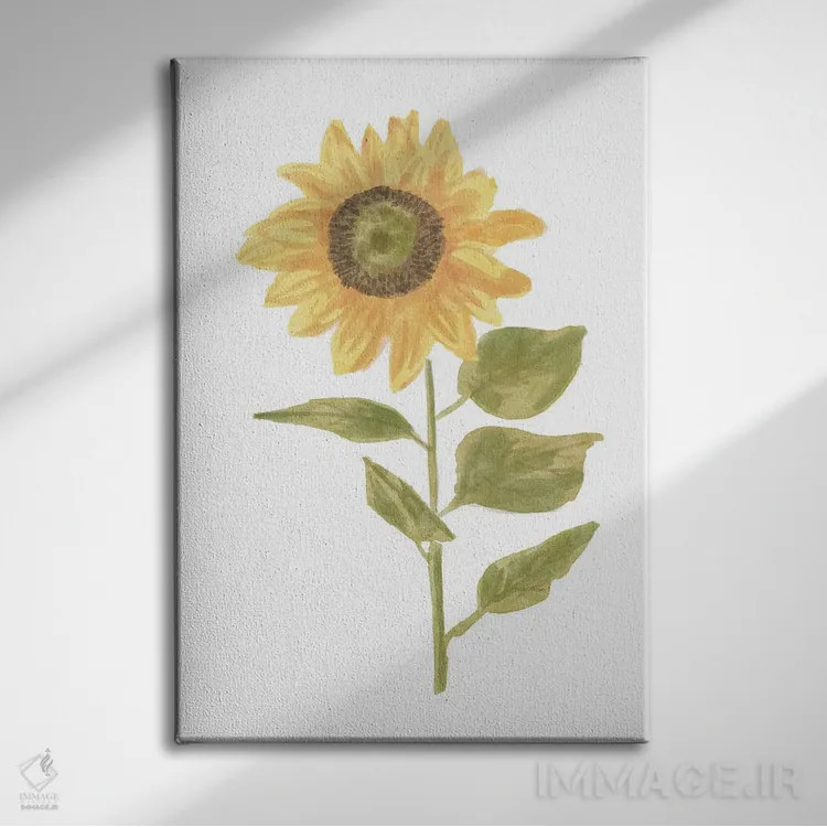 تابلو تصویر یک گل آفتابگردان ۲ (پرتره) اثر باناروت - نمای روبهرو روی دیوار