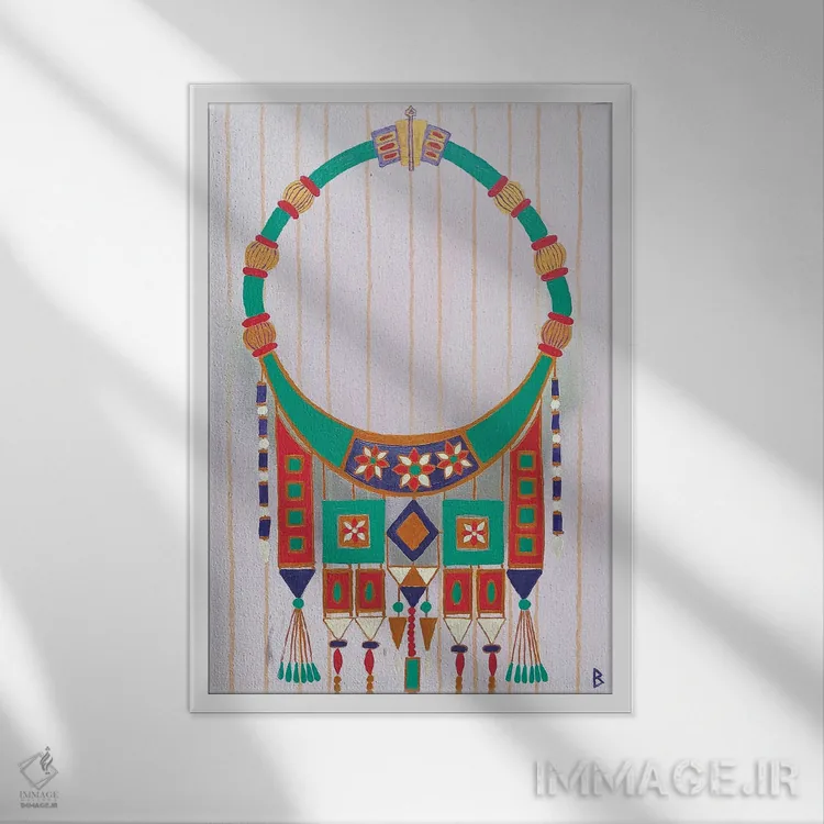 تابلو گردنبند مورد علاقه شاهدخت اثر بریت بردال نیلسن - نمای قابدار سفید