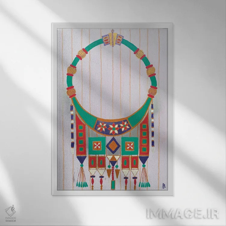 تابلو گردنبند مورد علاقه شاهدخت اثر بریت بردال نیلسن - نمای قابدار سفید