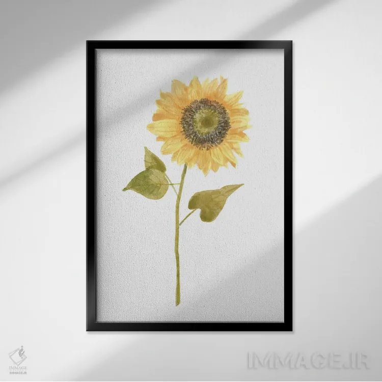تابلو تصویر یک گل آفتابگردان ۱ (پرتره) اثر باناروت - نمای قابدار مشکی
