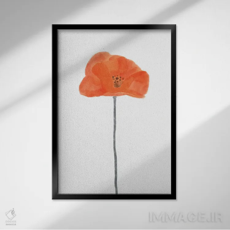 تابلو شقایق سرخ تنها ۲ اثر باناروت - نمای قابدار مشکی