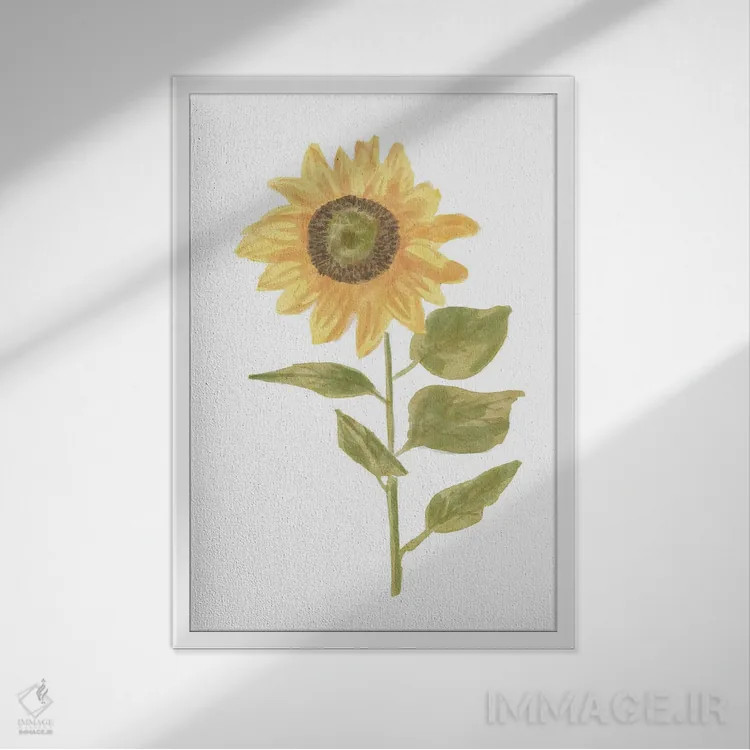 تابلو تصویر یک گل آفتابگردان ۲ (پرتره) اثر باناروت - نمای قابدار سفید