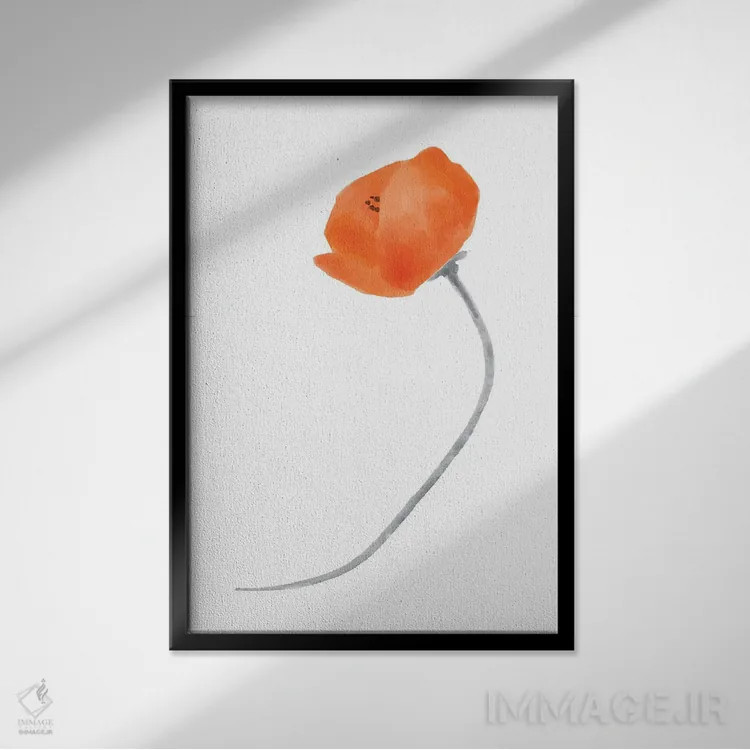تابلو شقایق سرخ تنها ۳ اثر باناروت - نمای قابدار مشکی