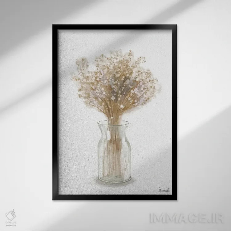 تابلو گل خشک ۲ اثر باناروت - نمای قابدار مشکی