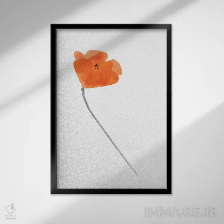 تابلو شقایق سرخ تنها ۴ اثر باناروت - نمای قابدار مشکی