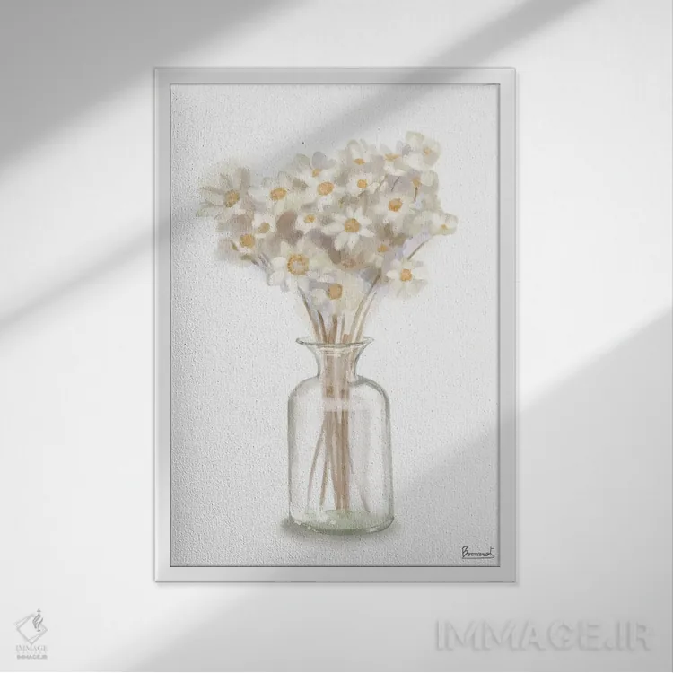 تابلو گل خشک ۱ اثر باناروت - نمای قابدار سفید