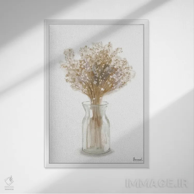 تابلو گل خشک ۲ اثر باناروت - نمای قابدار سفید