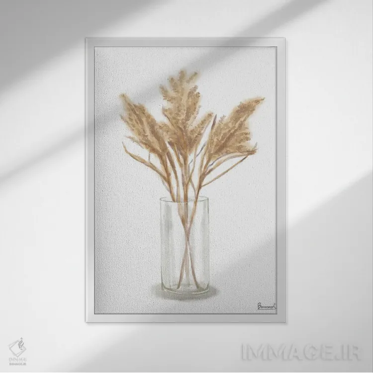 تابلو گل خشک ۴ اثر باناروت - نمای قابدار سفید