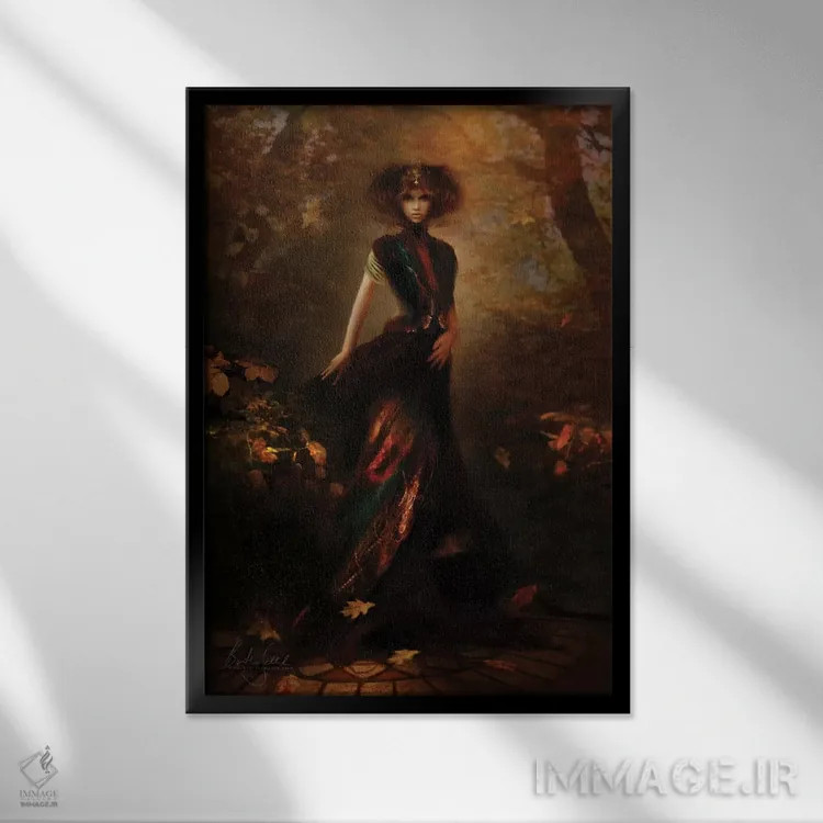 تابلو طلا اثر بنت شلیک - نمای قابدار مشکی