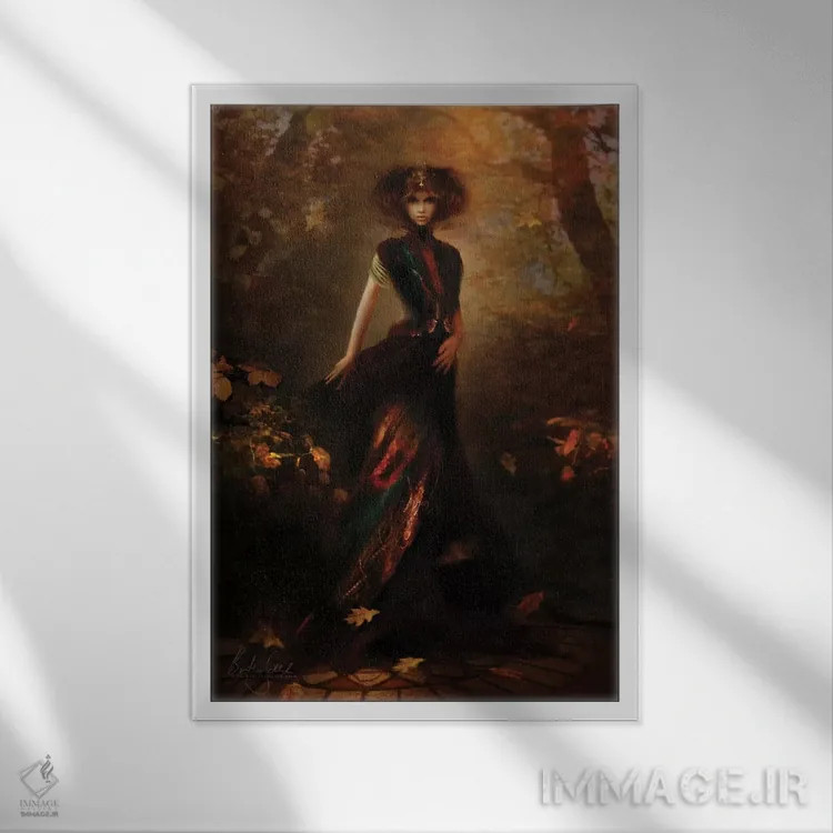 تابلو طلا اثر بنت شلیک - نمای قابدار سفید