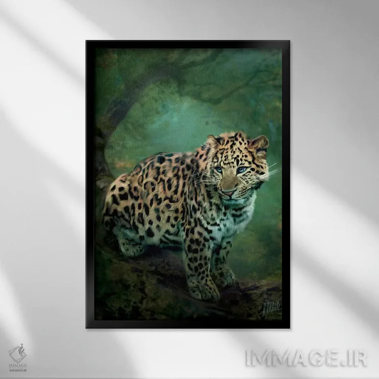 تابلو پلنگ اثر بنت شلیک - نمای قابدار مشکی