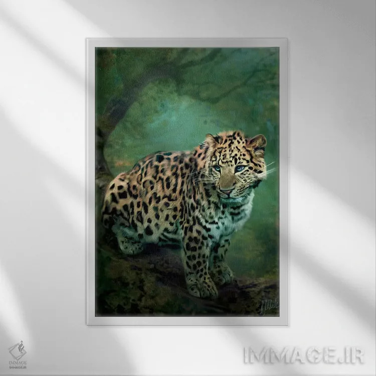 تابلو پلنگ اثر بنت شلیک - نمای قابدار سفید