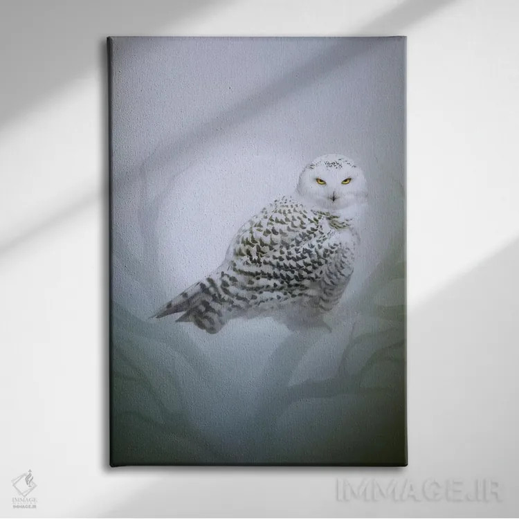 تابلو جغد برفی اثر بنت شلیک - نمای روبهرو روی دیوار