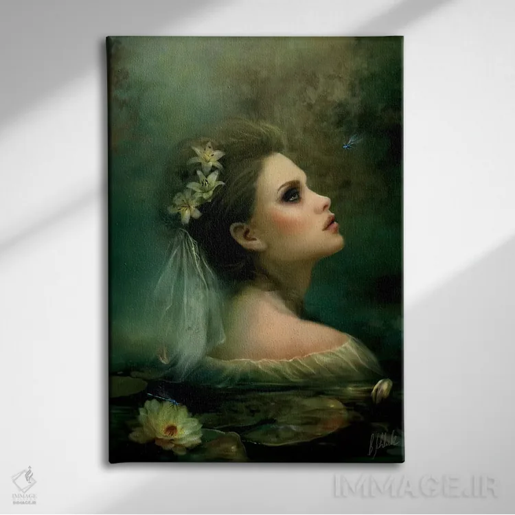 تابلو نیلوفر آبی اثر بنت شلیک - نمای روبهرو روی دیوار