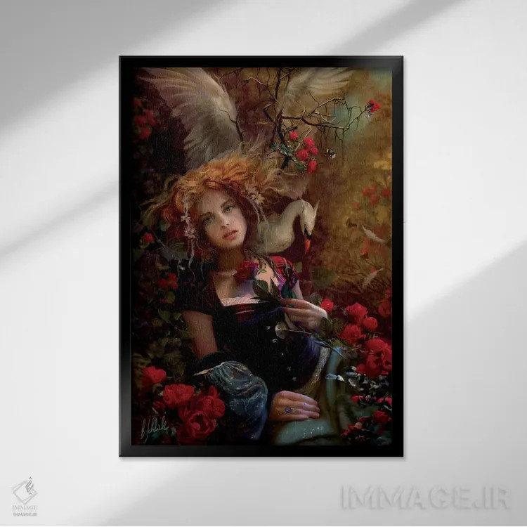 تابلو آرام بگیر ای دل پریشان من اثر بنت شلیک - نمای قابدار مشکی