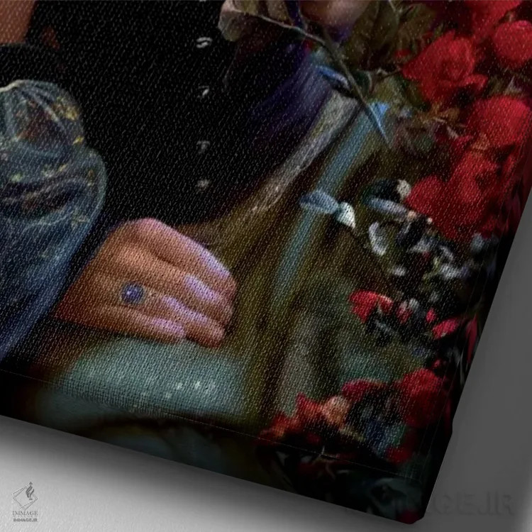 تابلو آرام بگیر ای دل پریشان من اثر بنت شلیک - نمای نزدیک بافت بوم