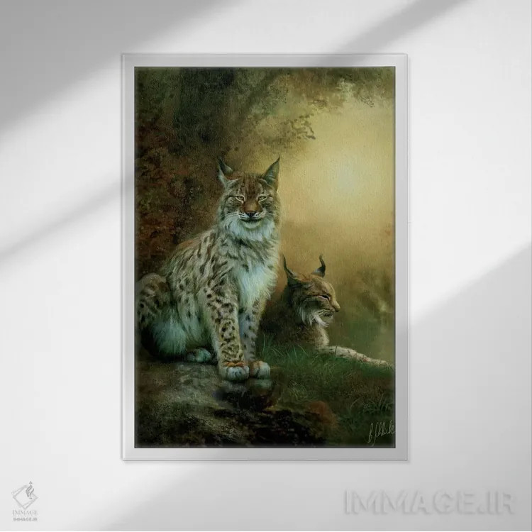 تابلو دو سیاهگوش اثر بنت شلیک - نمای قابدار سفید