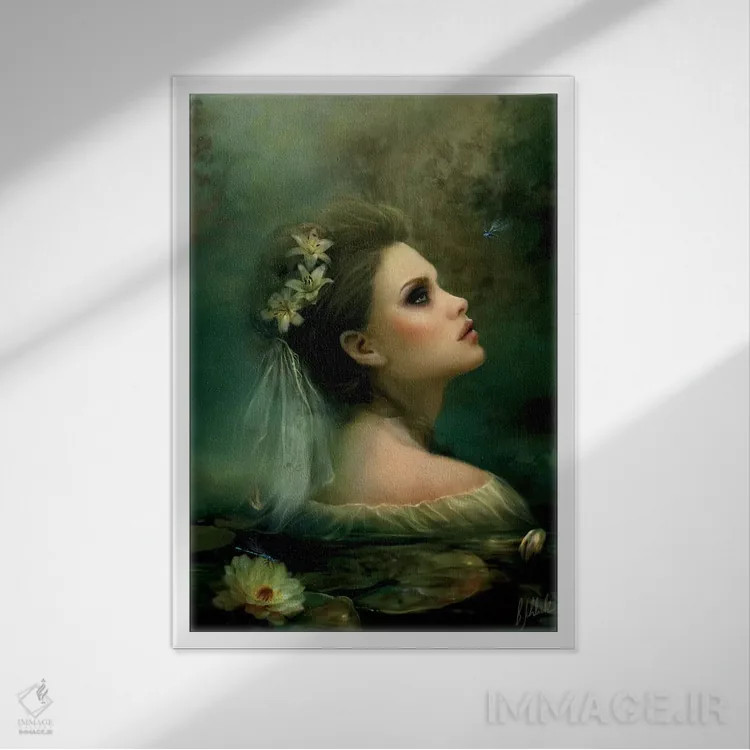 تابلو نیلوفر آبی اثر بنت شلیک - نمای قابدار سفید